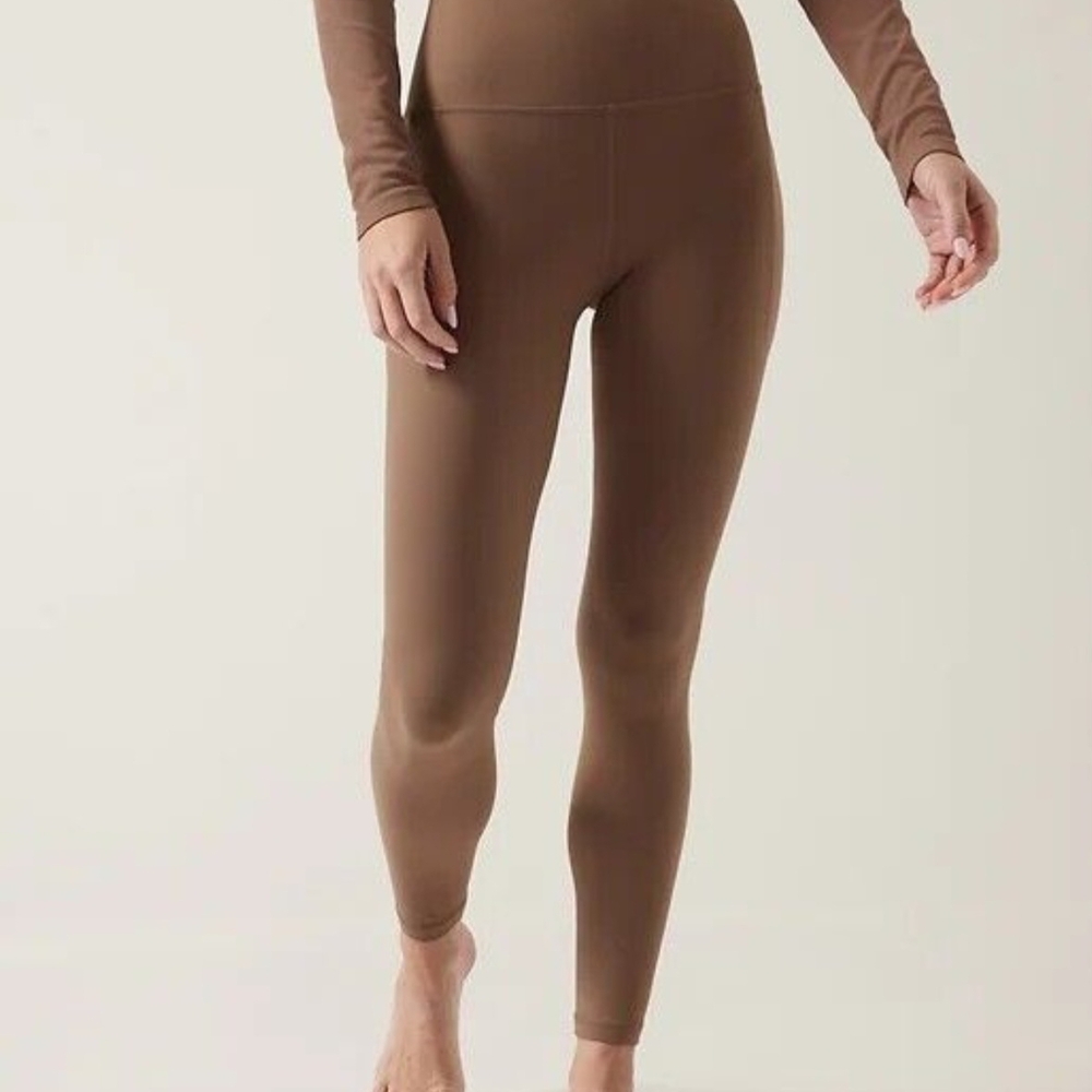 ATHLETA Salutation Stash Pocket Tight High Rise Rustic Beige Brown Small